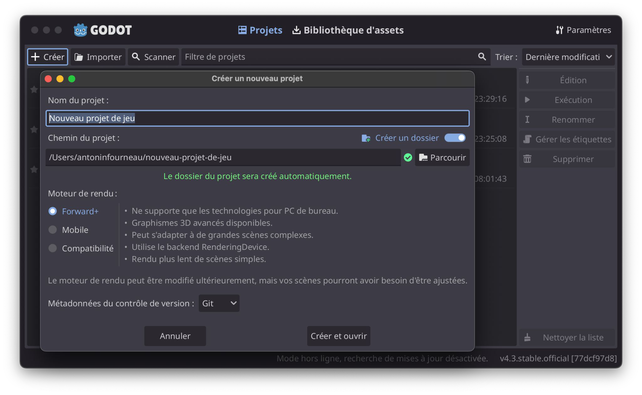Nouveau projet