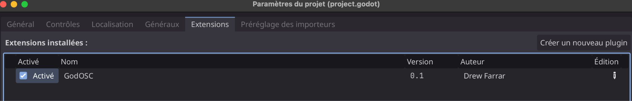 Activer GodOSC